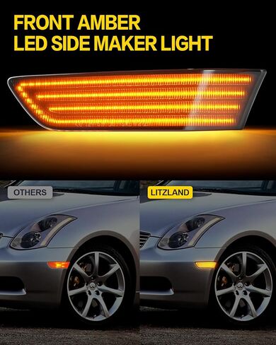 litzland Led Front Bumper Side Marker Lights Compatible with Infiniti G35 V35 2003 2004 2005 2006 2007 Smoked Lens Led Wheel Turn Signal Markers Lights Assembly in Kuwait