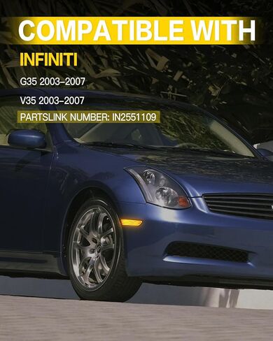 litzland Led Front Bumper Side Marker Lights Compatible with Infiniti G35 V35 2003 2004 2005 2006 2007 Smoked Lens Led Wheel Turn Signal Markers Lights Assembly in Kuwait