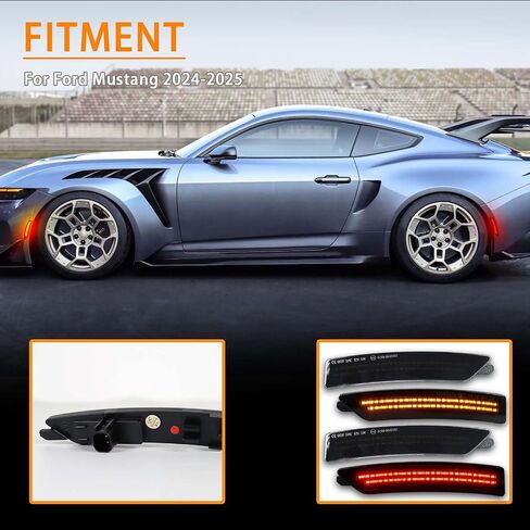 LED Front & Rear Fender LED Side Marker Lights Kit for Ford Mustang S650, Replacement for Mustang Gen7 2024 2025,Smoked Lens Side Bumper Marker Lamps,4pcs (Red-Amber) in Saudi Arabia
