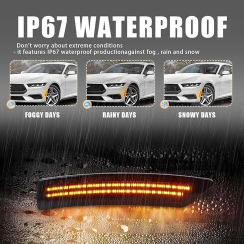 LED Front & Rear Fender LED Side Marker Lights Kit for Ford Mustang S650, Replacement for Mustang Gen7 2024 2025,Smoked Lens Side Bumper Marker Lamps,4pcs (Red-Amber) in Saudi Arabia