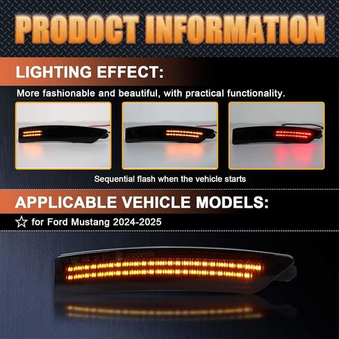 LED Front & Rear Fender LED Side Marker Lights Kit for Ford Mustang S650, Replacement for Mustang Gen7 2024 2025,Smoked Lens Side Bumper Marker Lamps,4pcs (Red-Amber) in Saudi Arabia