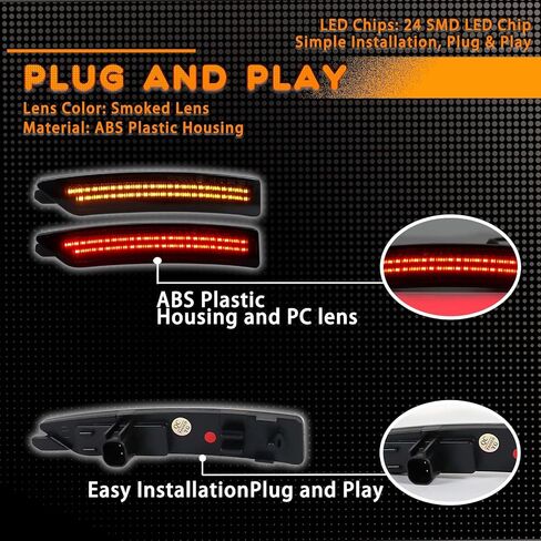 LED Front & Rear Fender LED Side Marker Lights Kit for Ford Mustang S650, Replacement for Mustang Gen7 2024 2025,Smoked Lens Side Bumper Marker Lamps,4pcs (Red-Amber) in Saudi Arabia