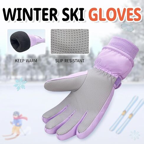 Kids Winter Ski Gloves Waterproof Children Girls Boys Fleece Thermal Snowboard Snow Gloves Mittens for Cold Weather in Kuwait