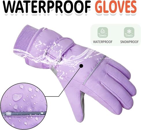 Kids Winter Ski Gloves Waterproof Children Girls Boys Fleece Thermal Snowboard Snow Gloves Mittens for Cold Weather in Kuwait
