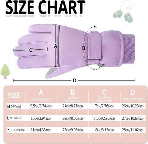 Kids Winter Ski Gloves Waterproof Children Girls Boys Fleece Thermal Snowboard Snow Gloves Mittens for Cold Weather in Kuwait