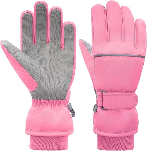 Kids Winter Ski Gloves Waterproof Children Girls Boys Fleece Thermal Snowboard Snow Gloves Mittens for Cold Weather in Kuwait
