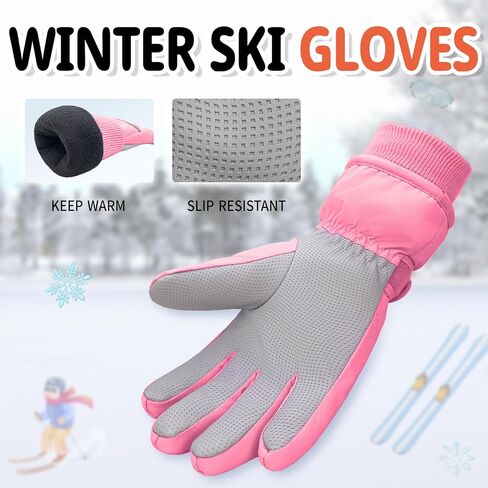 Kids Winter Ski Gloves Waterproof Children Girls Boys Fleece Thermal Snowboard Snow Gloves Mittens for Cold Weather in Kuwait