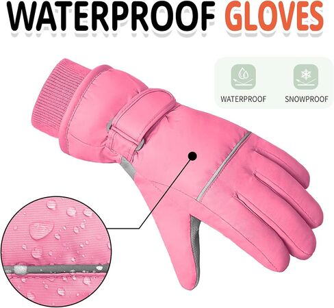 Kids Winter Ski Gloves Waterproof Children Girls Boys Fleece Thermal Snowboard Snow Gloves Mittens for Cold Weather in Kuwait