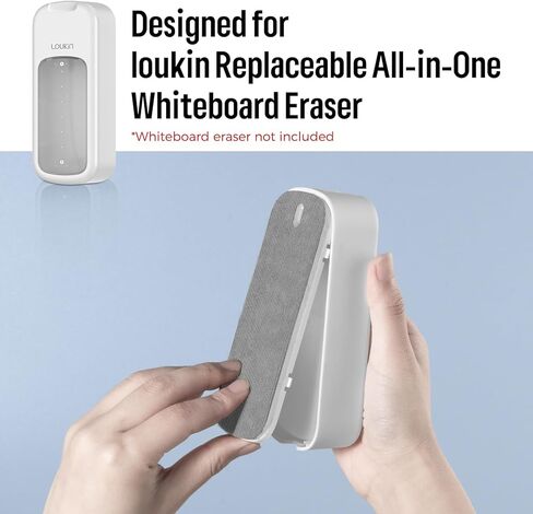 loukin All-in-One Dry Erase Eraser, Replaceable Whiteboard Eraser with Whiteboard Cleaner, Smart Glass Board Eraser for Classroom Home Office, 2 Pad Refills, 1 Magnetic Holder, 2 Markers, White in Kuwait