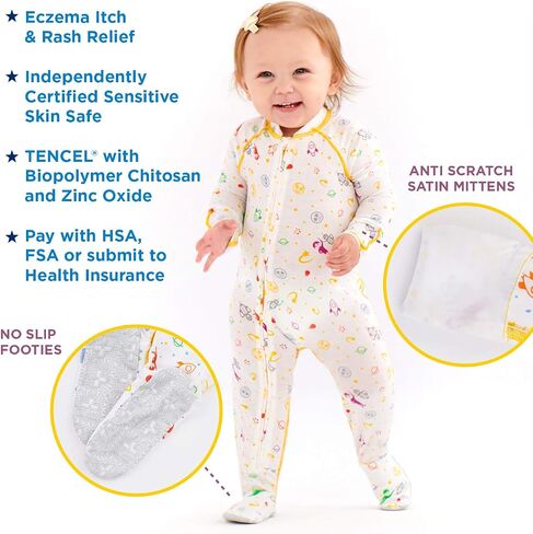 Eczema Baby Pajamas Sleeper Suit - for Moderate to Severe Atopic Dermatitis - Soothing Sleepsuit for Wet Wrapping Treatments in Kuwait