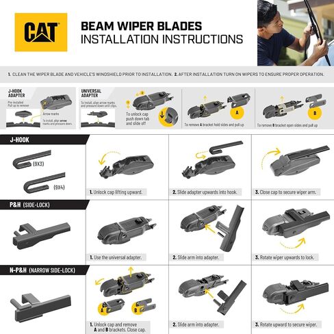 CAT C2.0 Wiper Blades (2-Pack), Front or Rear Wiper Blades for Cars SUVs Trucks, Direct OEM Replacement, Heavy Duty Streak-Free All Seasons Silent Crystal Clear Easy Installation - 24" + 20" in Saudi Arabia
