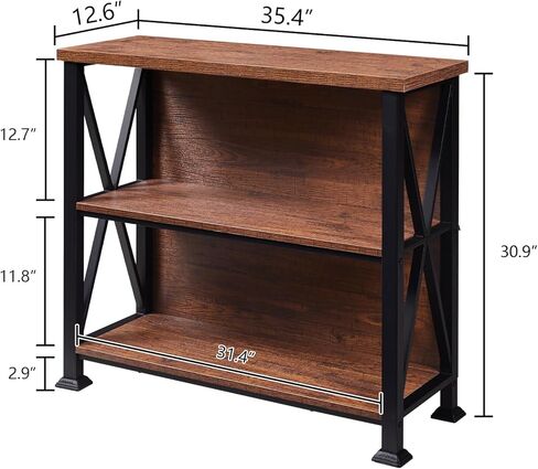 رف كتب Hombazaar ، رف كتب صناعي صغير مع أرفف خشبية هندسية ، 3 طبقات الكتب الرف in Kuwait