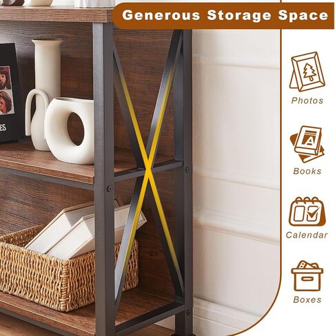 رف كتب Hombazaar ، رف كتب صناعي صغير مع أرفف خشبية هندسية ، 3 طبقات الكتب الرف in Kuwait