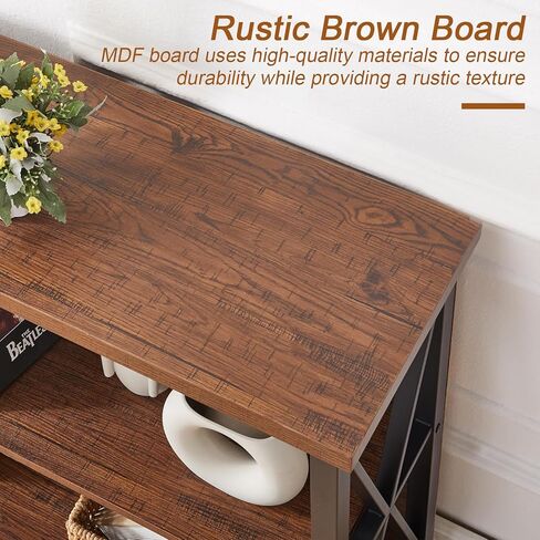 رف كتب Hombazaar ، رف كتب صناعي صغير مع أرفف خشبية هندسية ، 3 طبقات الكتب الرف in Kuwait