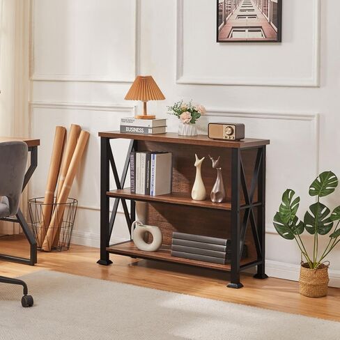 رف كتب Hombazaar ، رف كتب صناعي صغير مع أرفف خشبية هندسية ، 3 طبقات الكتب الرف in Kuwait