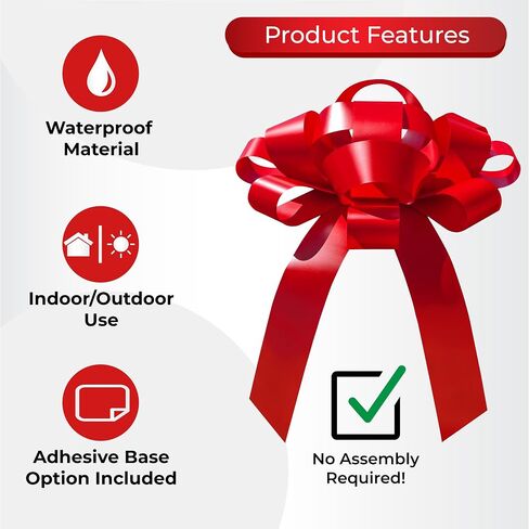 CarBowz Big Car Bow, Giant Bow, Non Scratch Magnet, Weather Resistant Vinyl (Red) in Kuwait