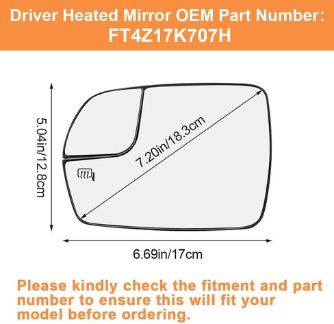 Senzeal Passenger Side Heated Mirror Glass Replacement with Blind Spot Mirror for Ford Edge 2015 2016 2017 2018 FT4Z17K707A (Right Side) in Saudi Arabia