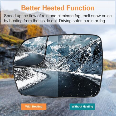 Senzeal Passenger Side Heated Mirror Glass Replacement with Blind Spot Mirror for Ford Edge 2015 2016 2017 2018 FT4Z17K707A (Right Side) in Saudi Arabia