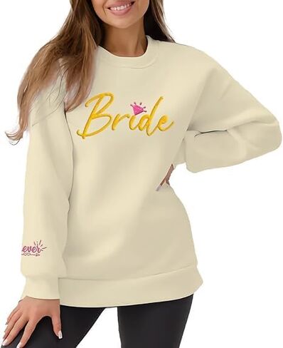 سويت شيرت عروس مطرز للنساء| بلوفر العروس سترة بياقة دائرية مطرزة | ذكرى زفاف العروس in Kuwait