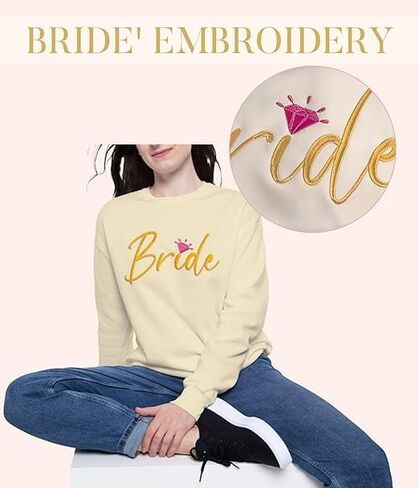 سويت شيرت عروس مطرز للنساء| بلوفر العروس سترة بياقة دائرية مطرزة | ذكرى زفاف العروس in Kuwait