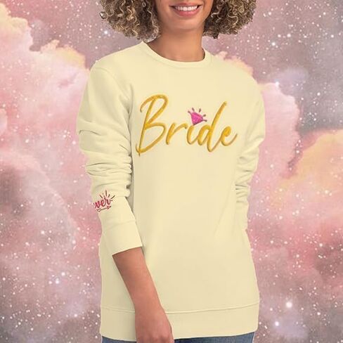 سويت شيرت عروس مطرز للنساء| بلوفر العروس سترة بياقة دائرية مطرزة | ذكرى زفاف العروس in Kuwait