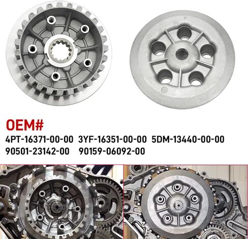Clutch Center Inner Hub & Outer Pressure Plate Kit Compatible with Yamaha Raptor 660 660R YFM660R 2001-2005 OEM# 4PT-16371-00-00 3YF-16351-00-00 in Saudi Arabia