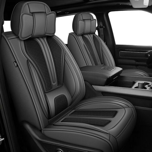 TTX LIGHTING Seat Covers Fit for Dodge RAM 2002-2024 : Compatible with RAM 1500 2500 3500 Crew Quad Regular Cab Full Set Pickup Truck Seat Covers(Flat Bench, 5 Seats, Black & Grey) in Saudi Arabia
