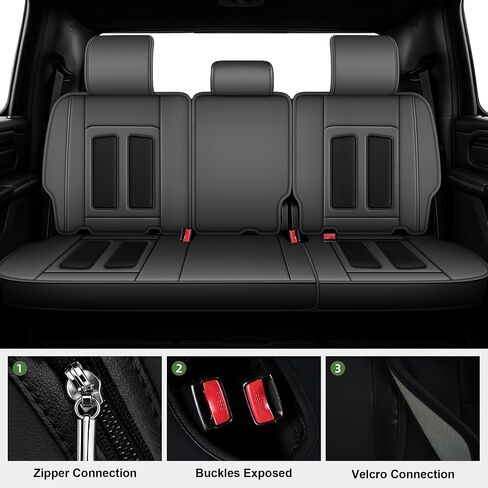 TTX LIGHTING Seat Covers Fit for Dodge RAM 2002-2024 : Compatible with RAM 1500 2500 3500 Crew Quad Regular Cab Full Set Pickup Truck Seat Covers(Flat Bench, 5 Seats, Black & Grey) in Saudi Arabia