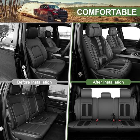 TTX LIGHTING Seat Covers Fit for Dodge RAM 2002-2024 : Compatible with RAM 1500 2500 3500 Crew Quad Regular Cab Full Set Pickup Truck Seat Covers(Flat Bench, 5 Seats, Black & Grey) in Saudi Arabia