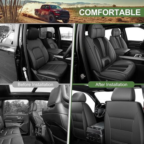 TTX LIGHTING Seat Covers Fit for Dodge RAM 2002-2024 : Compatible with RAM 1500 2500 3500 Crew Quad Regular Cab Full Set Pickup Truck Seat Covers(Flat Bench, 5 Seats, Black & Grey) in Saudi Arabia
