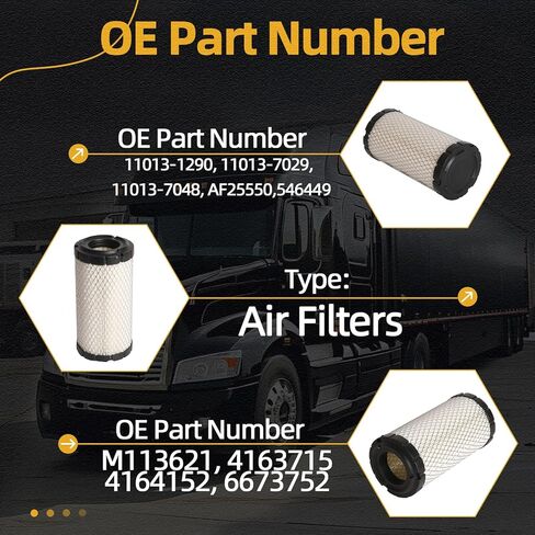 3pcs 11013-1290 Air filters, For Kawasaki Mule/For John Deere/For Fleetguard AF25550/For Donaldson P822686/For Wix 546449/For Fram CA9248/For Bobcat/For Kubota/For Baldwin#OE 11013-7029 11013-7048 in Saudi Arabia