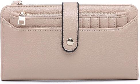 JEN & CO. Women's Wallet Clutch Credit Card Holder With Zip Change Pocket Vegan Leather Gold in Saudi Arabia