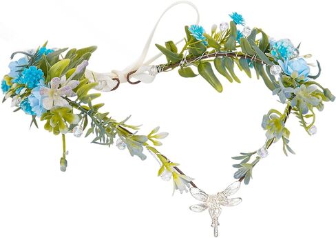 MOSTORY Woodland Fairy Flower Crown - Floral Elf Crown with Dargonfly for Renaissance Fairy Accessories Women Cosplay in Saudi Arabia