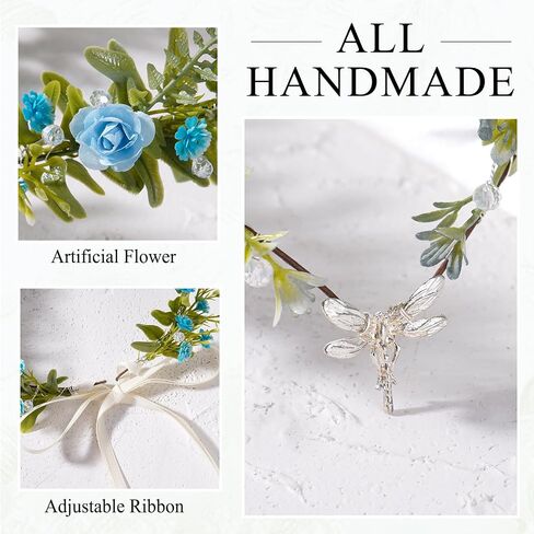 MOSTORY Woodland Fairy Flower Crown - Floral Elf Crown with Dargonfly for Renaissance Fairy Accessories Women Cosplay in Saudi Arabia