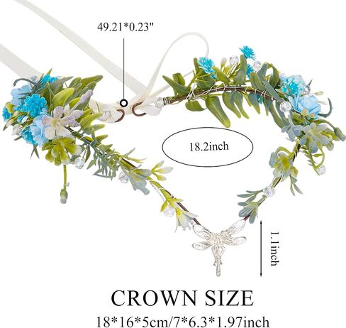 MOSTORY Woodland Fairy Flower Crown - Floral Elf Crown with Dargonfly for Renaissance Fairy Accessories Women Cosplay in Saudi Arabia