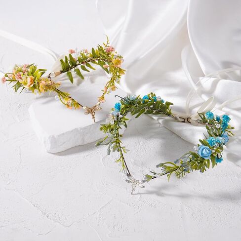 MOSTORY Woodland Fairy Flower Crown - Floral Elf Crown with Dargonfly for Renaissance Fairy Accessories Women Cosplay in Saudi Arabia