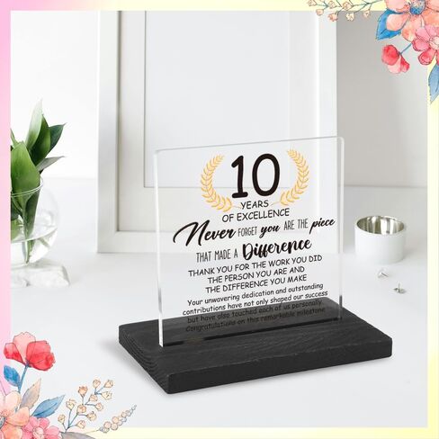 5 Years Work Anniversary Desk Decor Gifts for Employee, 5th Grade Promotion Gifts for Coworker,Modern Transparent Acrylic Desk Plaque with Inspirational Quotes, 10 x 10 x 1.5 cm,XXY105 in Kuwait