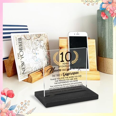 5 Years Work Anniversary Desk Decor Gifts for Employee, 5th Grade Promotion Gifts for Coworker,Modern Transparent Acrylic Desk Plaque with Inspirational Quotes, 10 x 10 x 1.5 cm,XXY105 in Kuwait