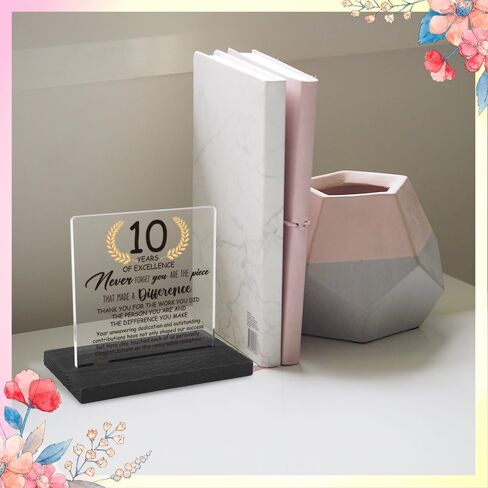 5 Years Work Anniversary Desk Decor Gifts for Employee, 5th Grade Promotion Gifts for Coworker,Modern Transparent Acrylic Desk Plaque with Inspirational Quotes, 10 x 10 x 1.5 cm,XXY105 in Kuwait