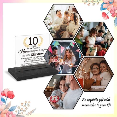 5 Years Work Anniversary Desk Decor Gifts for Employee, 5th Grade Promotion Gifts for Coworker,Modern Transparent Acrylic Desk Plaque with Inspirational Quotes, 10 x 10 x 1.5 cm,XXY105 in Kuwait