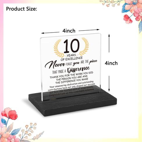 5 Years Work Anniversary Desk Decor Gifts for Employee, 5th Grade Promotion Gifts for Coworker,Modern Transparent Acrylic Desk Plaque with Inspirational Quotes, 10 x 10 x 1.5 cm,XXY105 in Kuwait