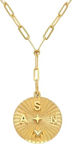 OAK & LUNA - Medallion Custom Engraved Pendant Necklace - Sterling Silver or 14K Solid Gold - Up to 4 Initials in Kuwait