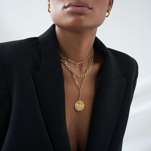 OAK & LUNA - Medallion Custom Engraved Pendant Necklace - Sterling Silver or 14K Solid Gold - Up to 4 Initials in Kuwait