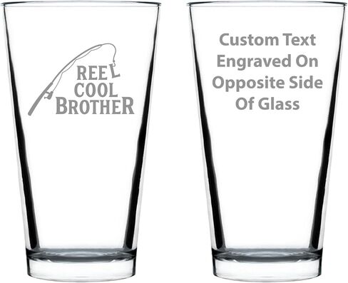 Reel Cool Brother - 16 oz Pint Glass for Beer - Funny Fishing Gifts for Fisherman Brothers - Fun Fish Cups in Kuwait