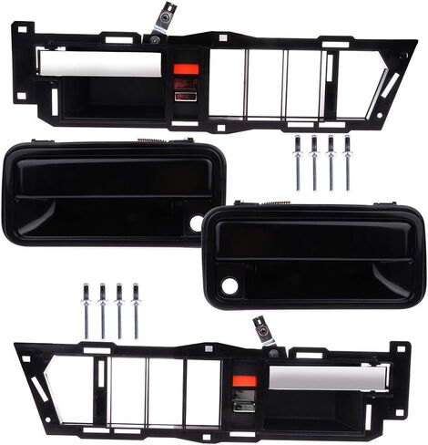 OCPTY DOOR HANDLES الخارجي الداخلي السائق الأمامي السائق الاستبدال FIT 1988-1994 ل GMC خارج مقابض الأبواب الداخلية الأسود (4pcs) in Saudi Arabia