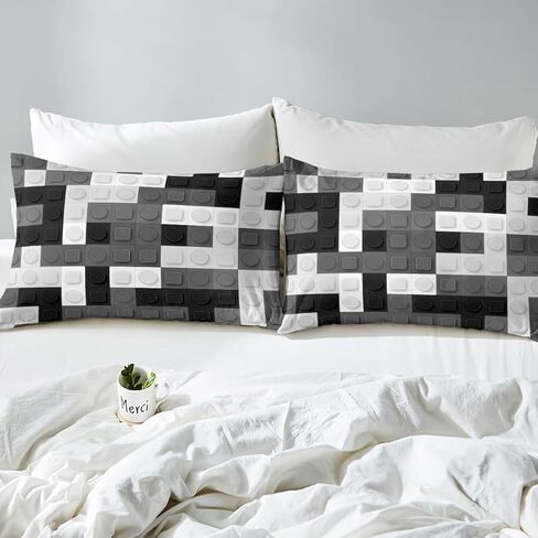 Feelyou Toddler Building Blocks Fitted Sheet Twin Size Kids Toy Brick Bedding Set for Boys Teens Games Bed Sheet Set Breathable Colorful Bed Cover Room Decor in Kuwait