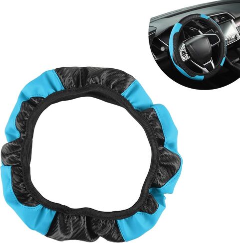 Car Steering Wheel Cover, 15 Inch Carbon Fiber Leather Steering Wheel Protector, Anti-Slip Soft Breathable Driving Wheels Covers, Universal Auto Interior Accessories for Vehicle, Truck (Red) in Saudi Arabia