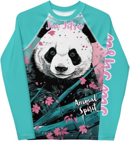Youth Girls No Gi Jiu Jitsu Rash Guard - Panda Design, BJJ, MMA, Martial Arts in Saudi Arabia