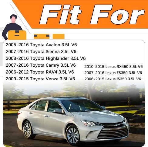 Ignition Coil UF487 and Iridium Spark Plugs 6619 Compatible For Toyota Lexus Highlander ES350 Avalon Camry RX350 RX450h Highlander Sienna Venza RAV4 3.5L V6.Replaces#C1601, 90919-02255, UF487.6Pcs. in Saudi Arabia