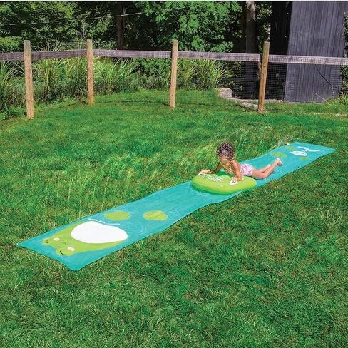 Bigmouth X Squishmallows Wendy The Frog Lawn Water Slide ، تشمل ركوب الأمواج ، لعبة Splash Toy في الهواء الطلق للعشب الخلفي أو الحديقة - 18 قدمًا in Kuwait